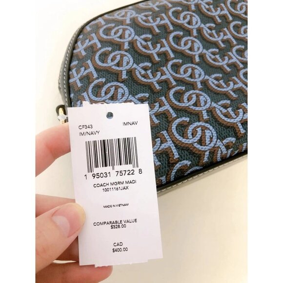 Coach CF343 Madi Crossbody With Coach Monogram Print IN Navy - Picture 7 of 7